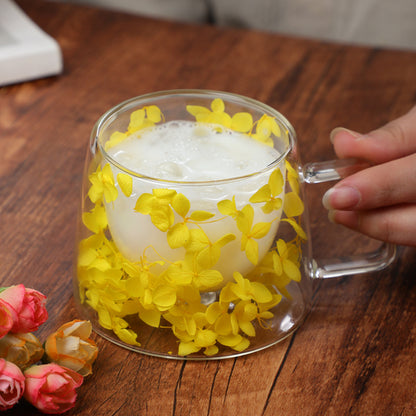 Artistic Floral Glass Mug