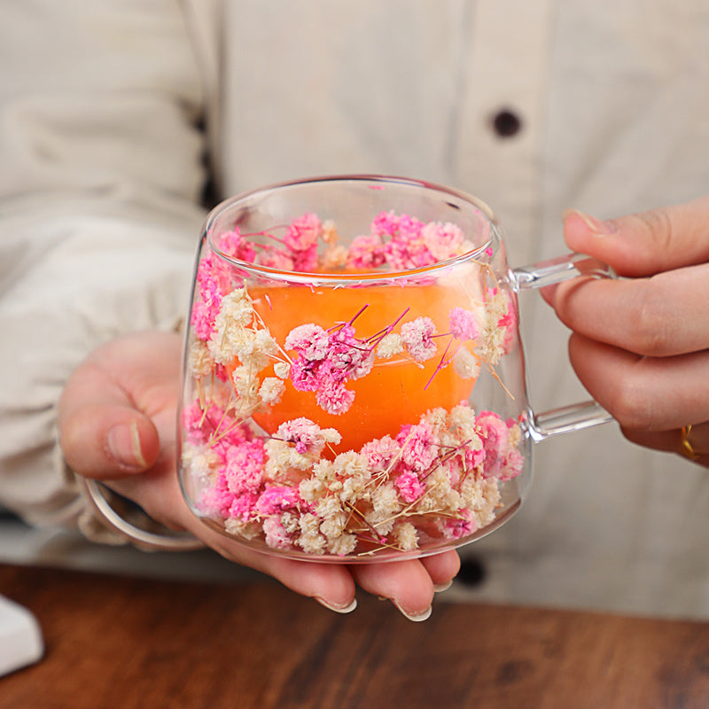 Artistic Floral Glass Mug