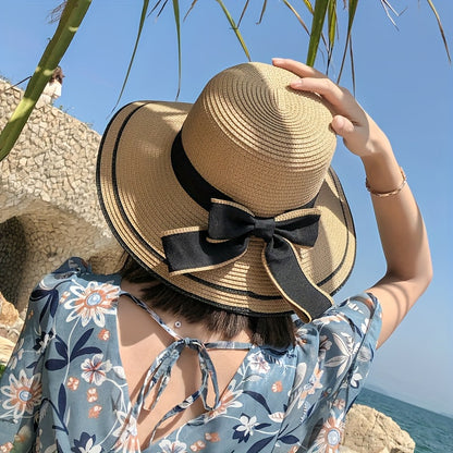 Bow Decor Straw Hat