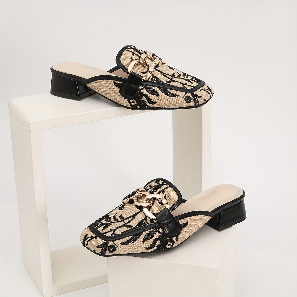 Josephine Luxe Loafers with Gold-Chain Accent