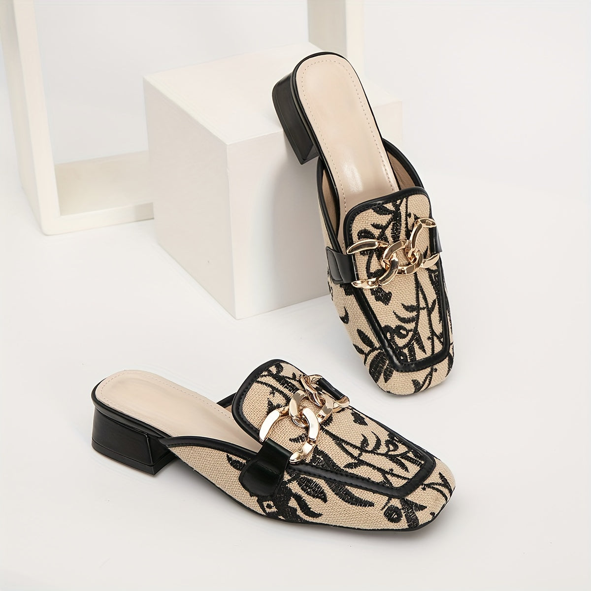 Josephine Luxe Loafers with Gold-Chain Accent