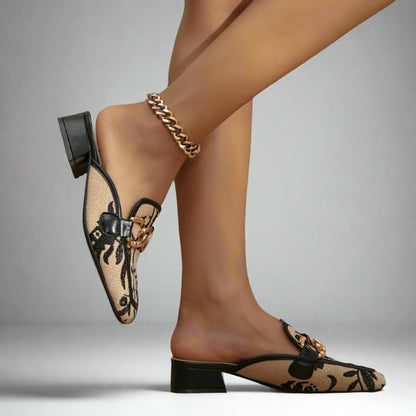 Josephine Luxe Loafers with Gold-Chain Accent