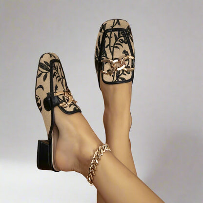 Josephine Luxe Loafers with Gold-Chain Accent